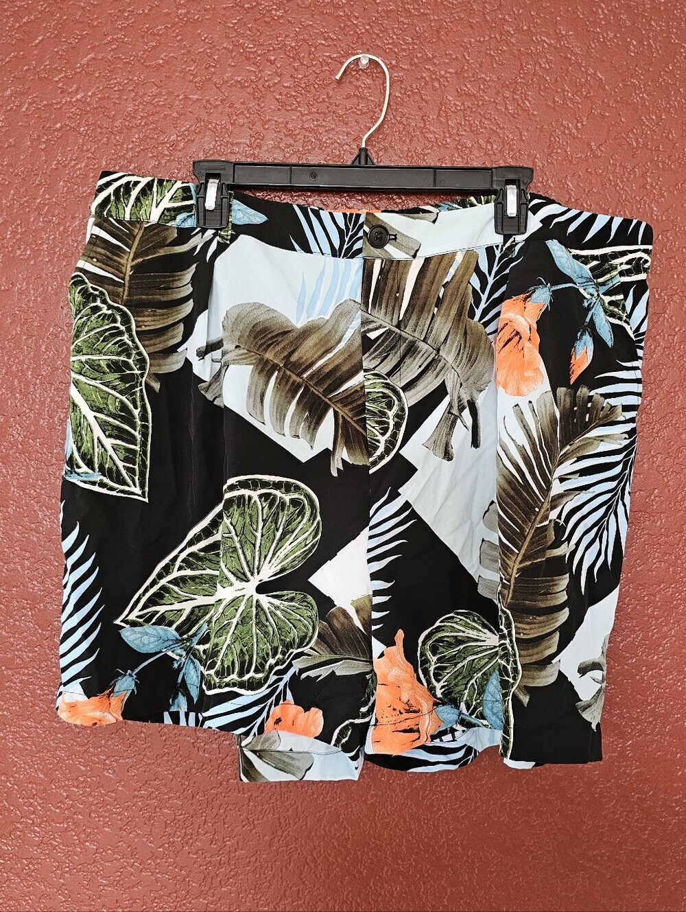 Rebdolls Tropical Print Shorts in Black, Green & Orange